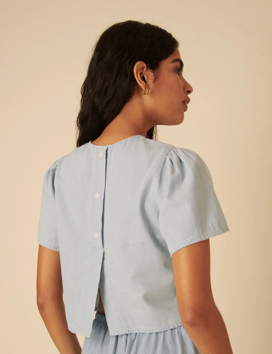 Light Blue Denim Short Sleeve Top sold by Nobody's Child product image thumbnail 5