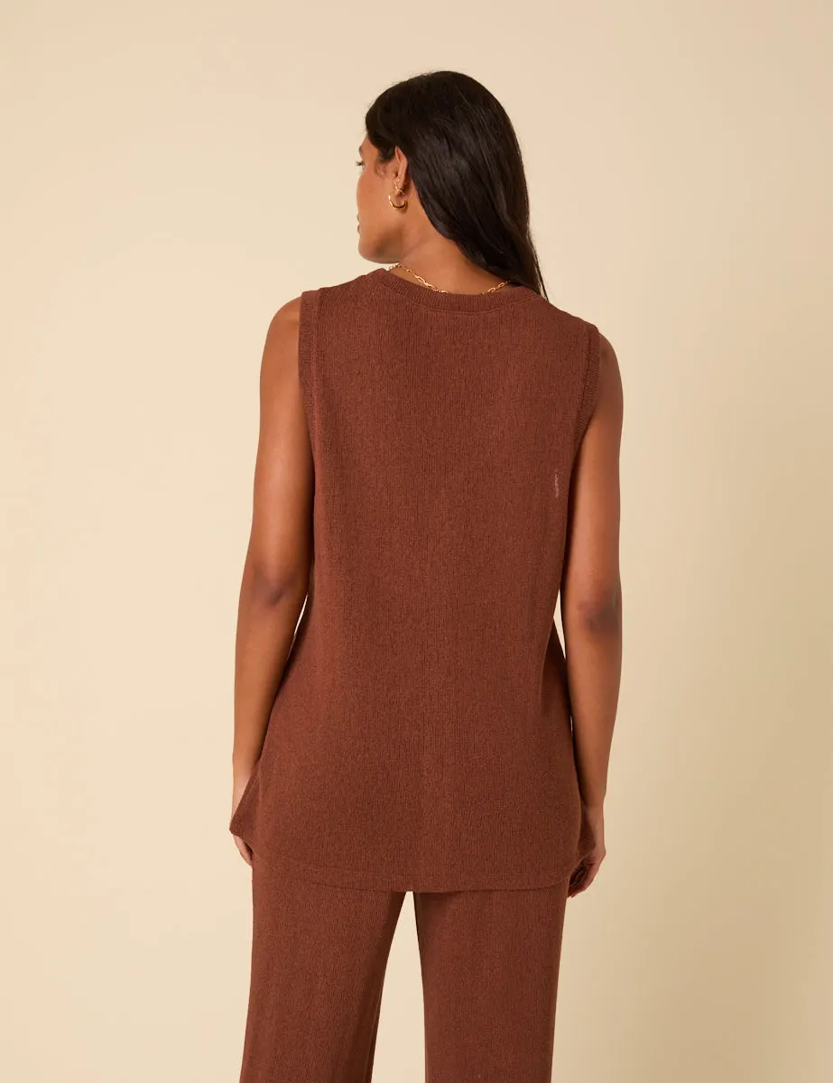 Brown Textured Longline Waistcoat sold by Nobody's Child product image thumbnail 5