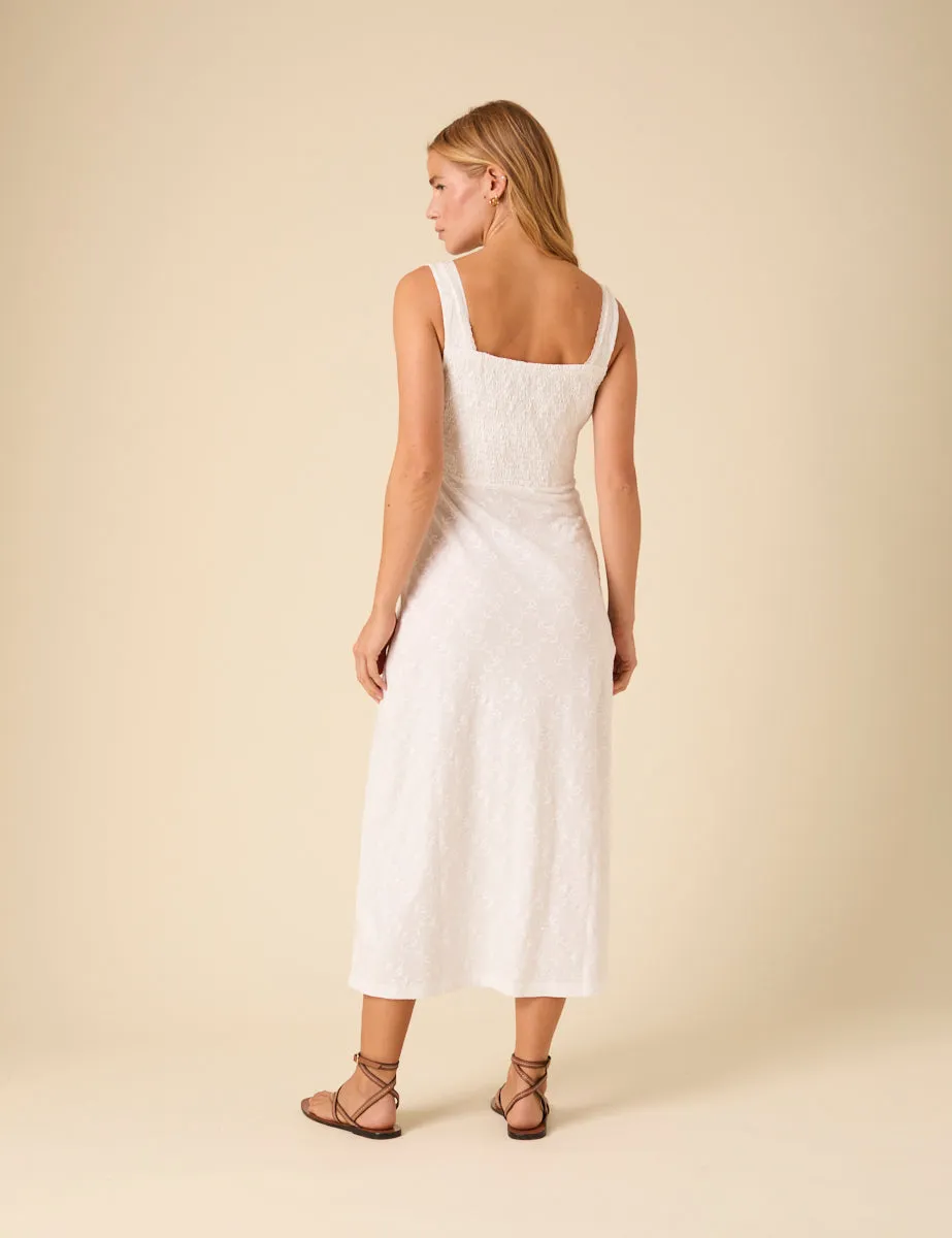 White Floral Embroidered Melissa Midi Dress sold by Nobody's Child product image thumbnail 5