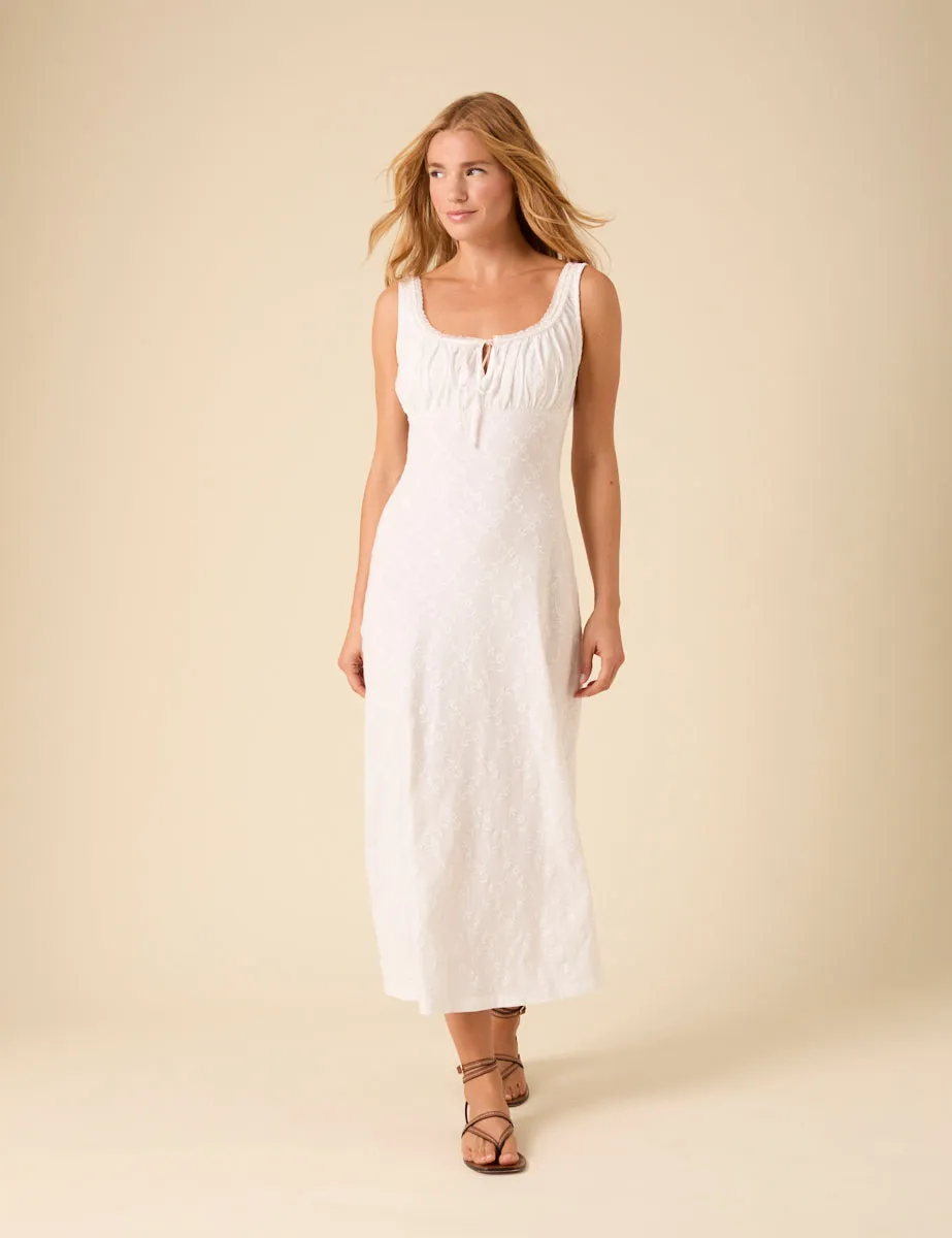 White Floral Embroidered Melissa Midi Dress sold by Nobody's Child product image thumbnail 3