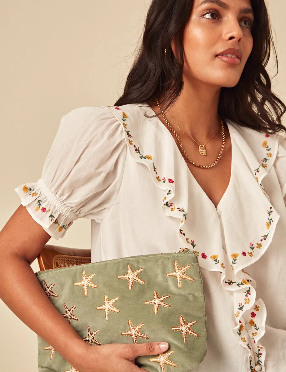 Elizabeth Scarlett White Floral Embroidered Whitney Top sold by Nobody's Child product image thumbnail 2