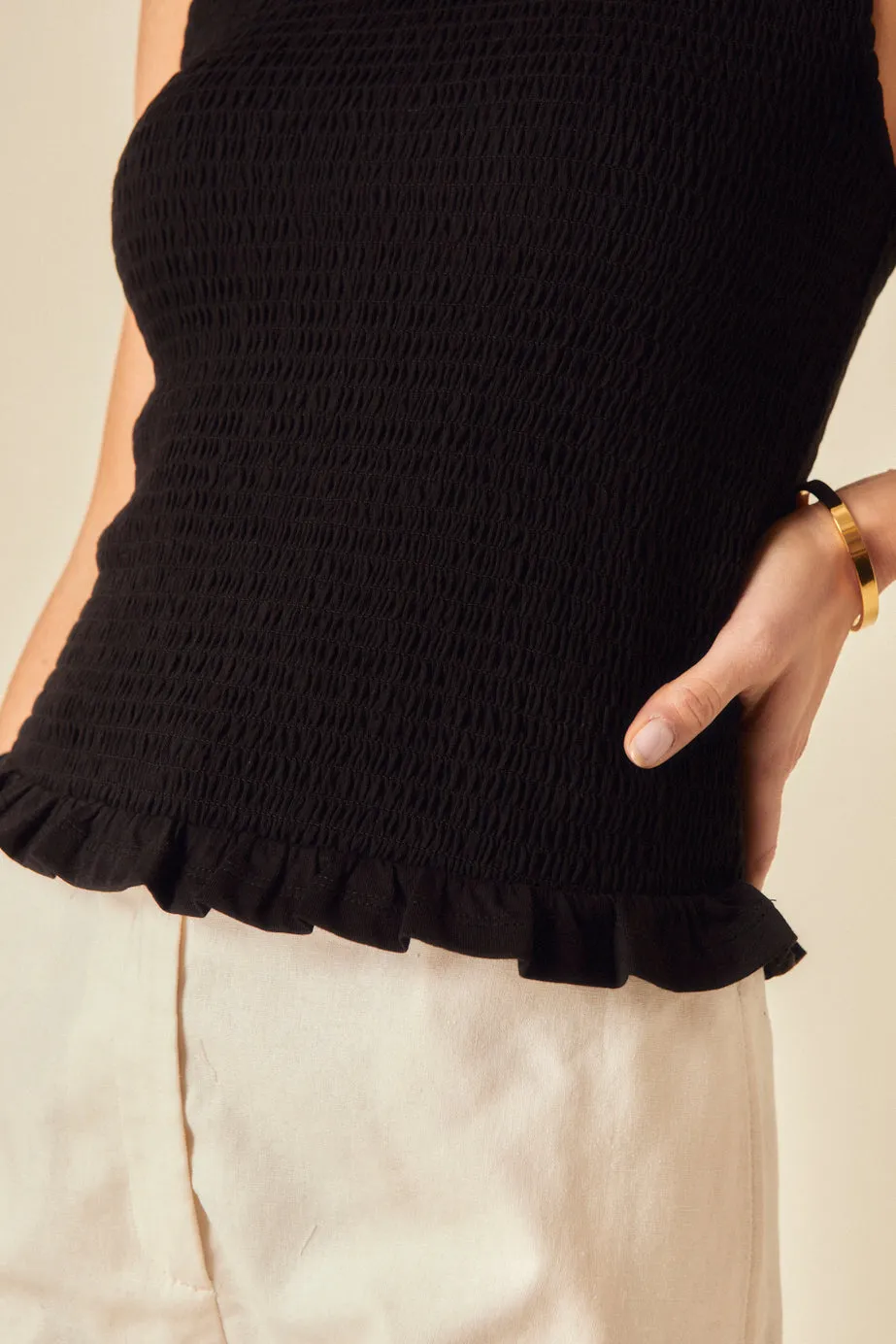 Black Shirred Sleeveless Top sold by Nobody's Child product image thumbnail 2