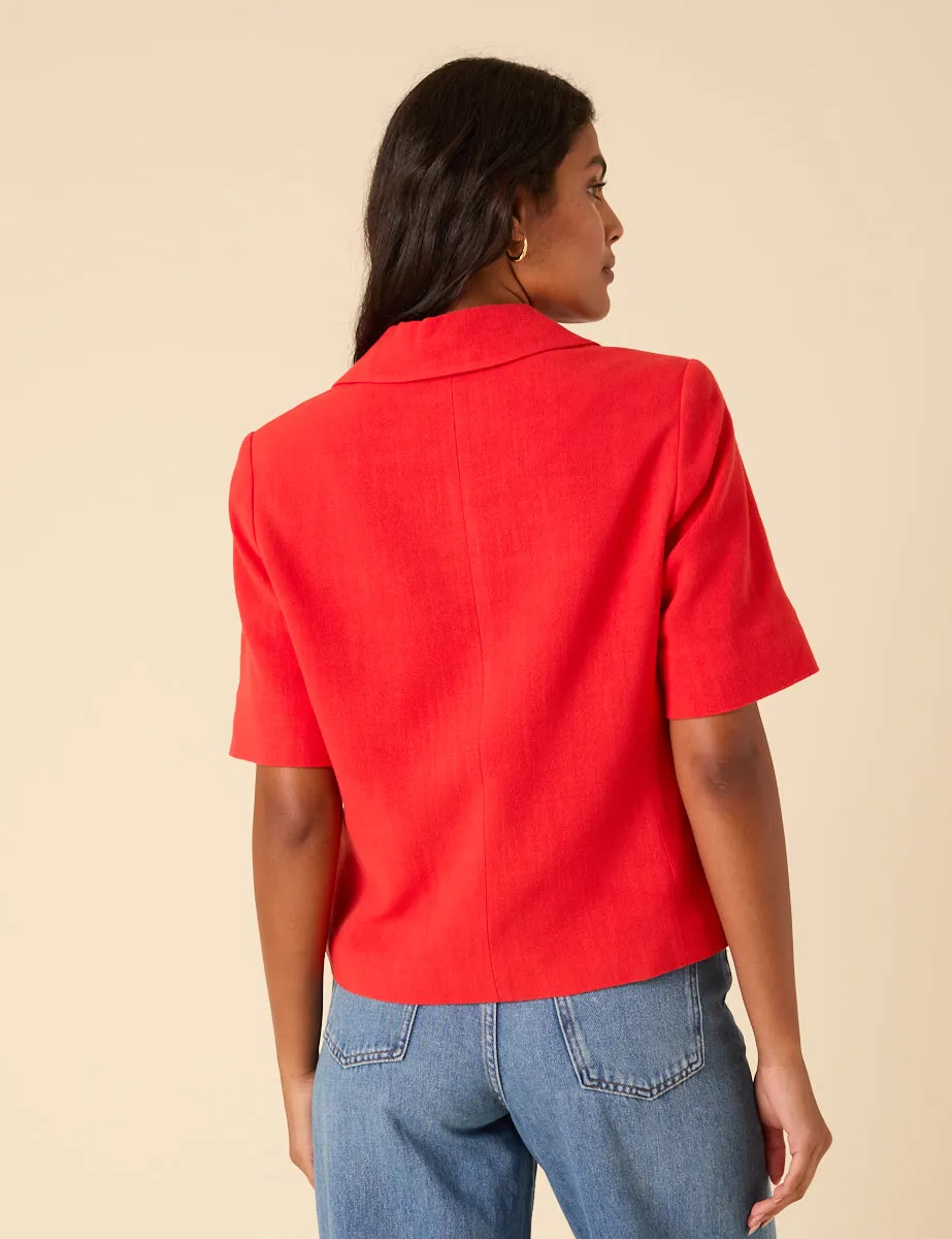 Red Button Down Short Sleeve Blazer sold by Nobody's Child product image thumbnail 5