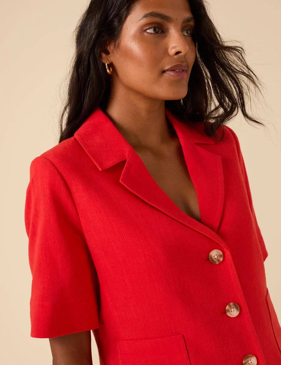 Red Button Down Short Sleeve Blazer sold by Nobody's Child product image thumbnail 4