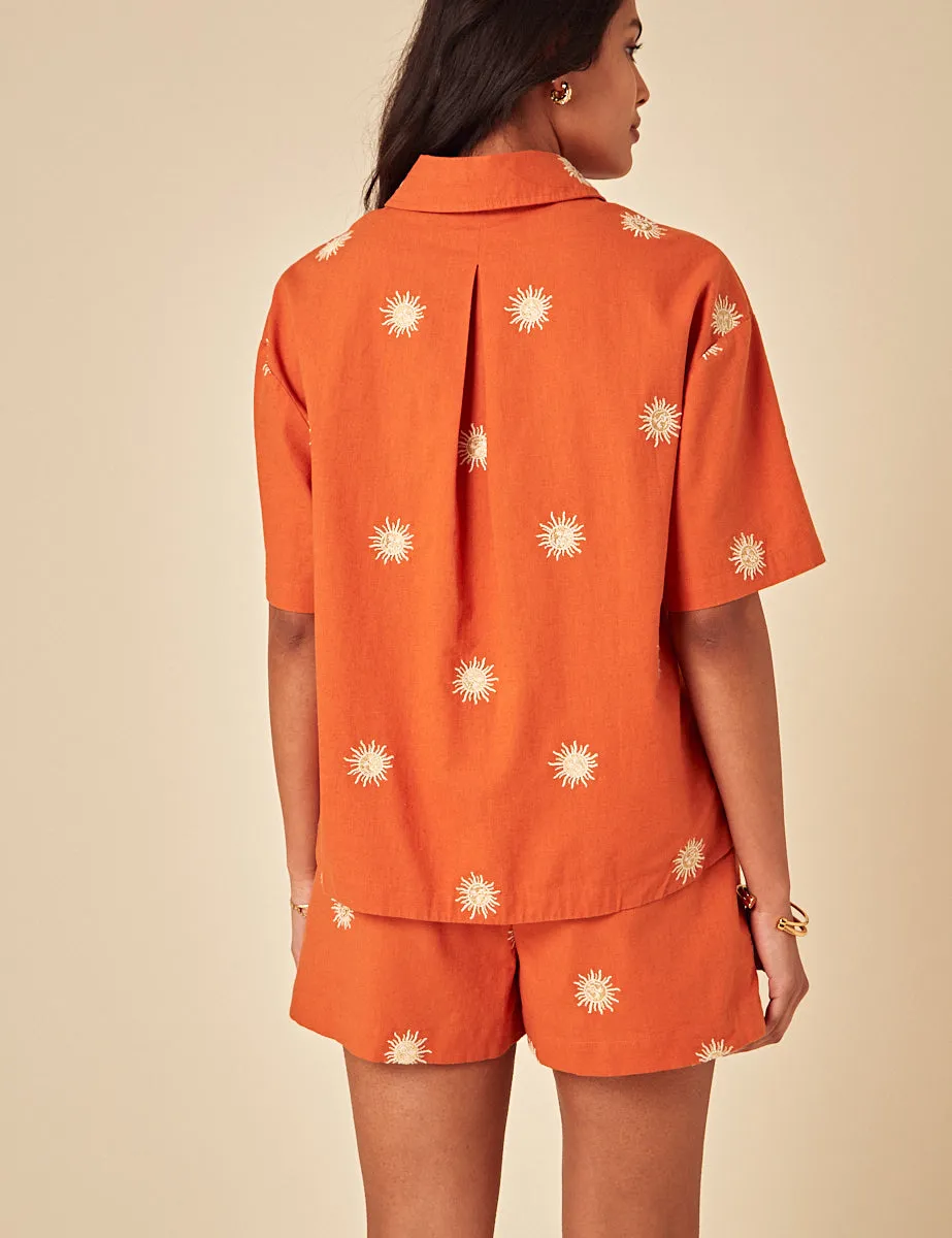 Elizabeth Scarlett Orange Embroidered Jay Shirt sold by Nobody's Child product image thumbnail 4