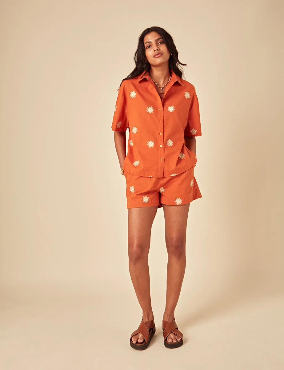 Elizabeth Scarlett Orange Embroidered Jay Shirt sold by Nobody's Child product image thumbnail 3