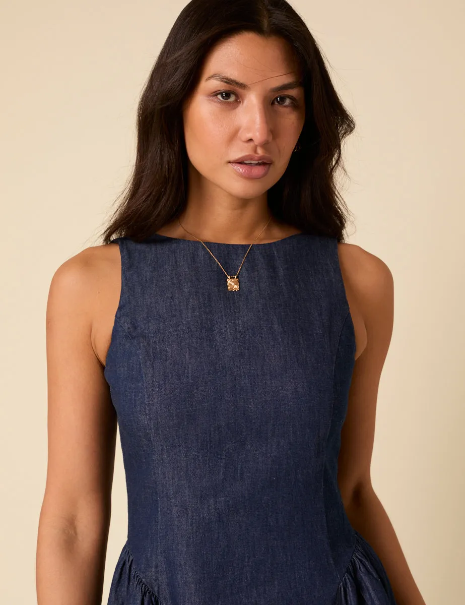 Dark Blue Denim Drop Waist Penelope Mini Dress sold by Nobody's Child product image thumbnail 2