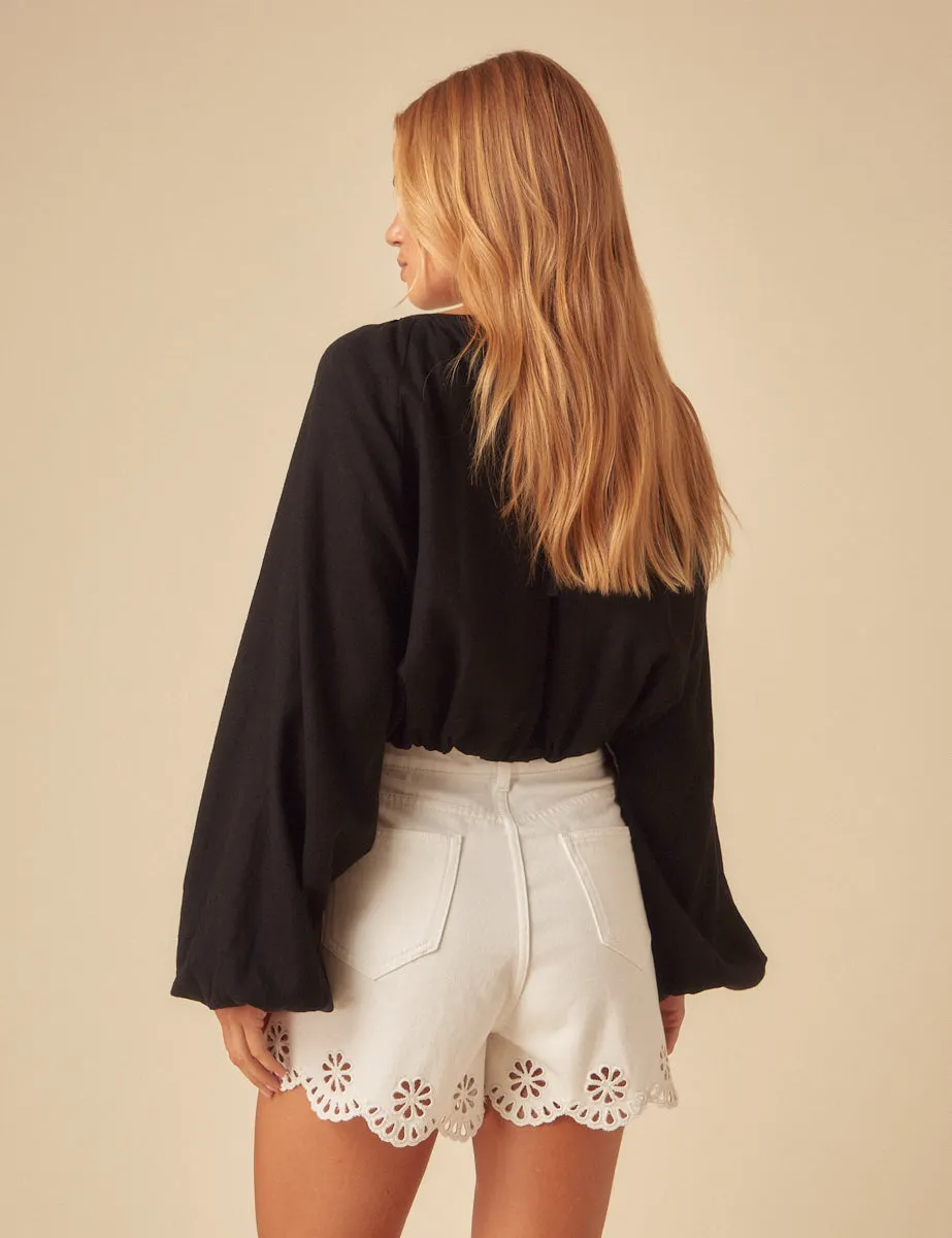 White Denim Broderie Shorts sold by Nobody's Child product image thumbnail 5