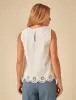 White Denim Broderie Swing Top sold by Nobody's Child
