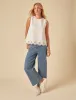 White Denim Broderie Swing Top sold by Nobody's Child
