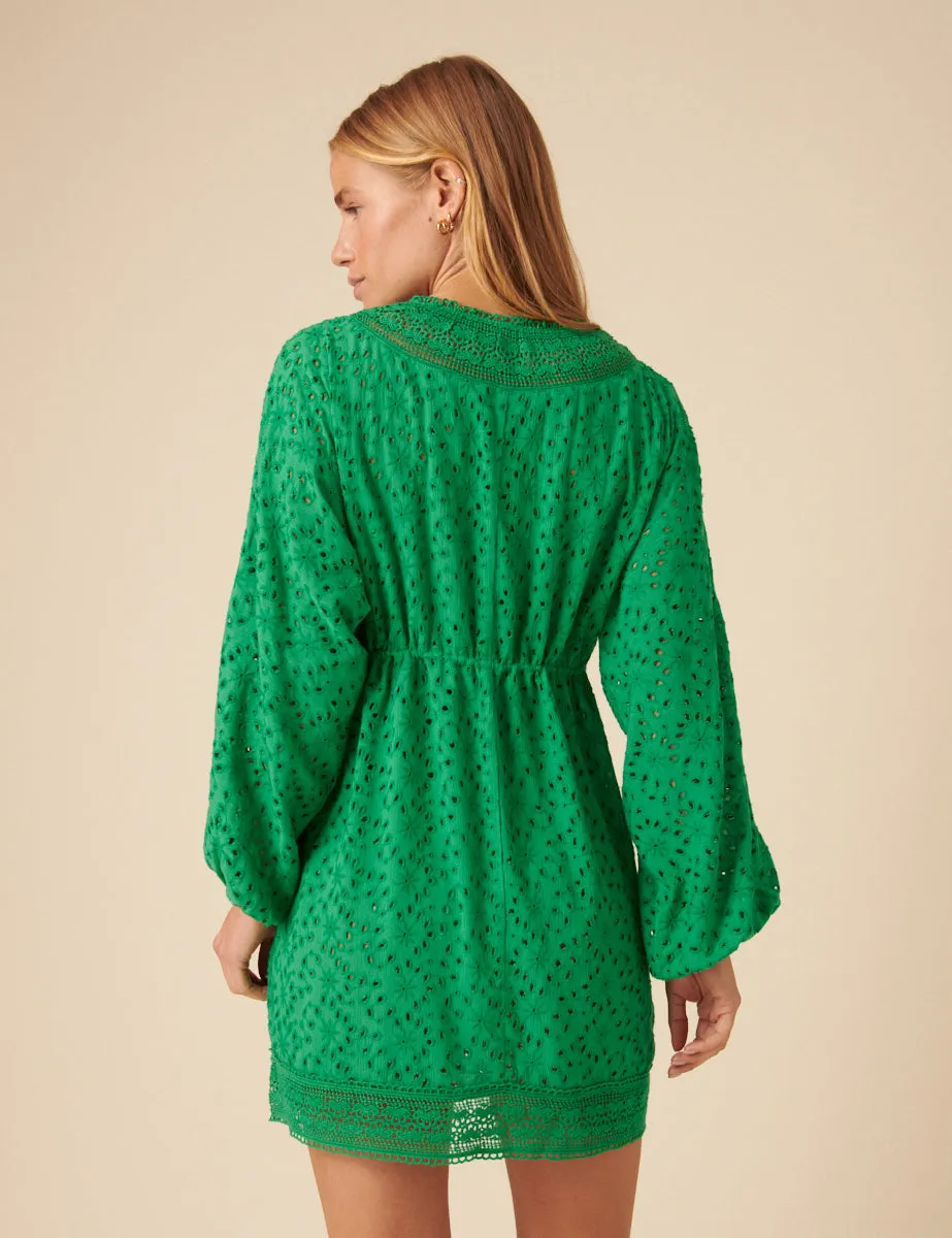 Green Broderie Anglaise Beach Kimono sold by Nobody's Child product image thumbnail 5