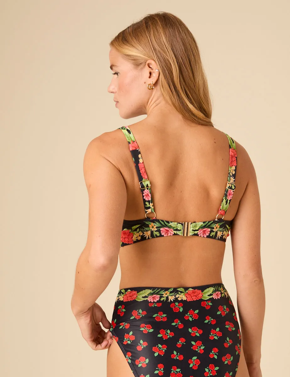 Black Floral Knot Front Bikini Top sold by Nobody's Child product image thumbnail 5