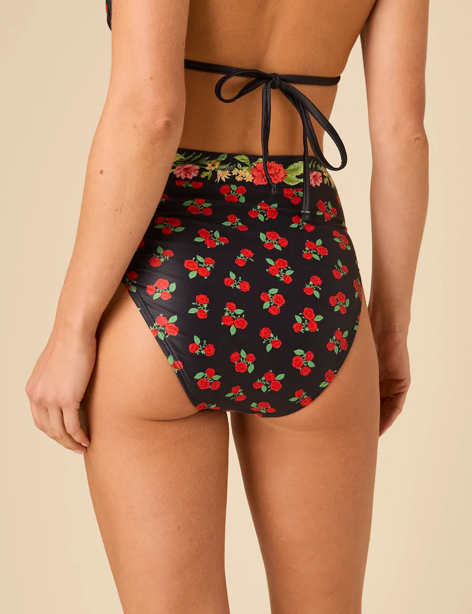 Black Floral Print High Waist Bikini Bottoms sold by Nobody's Child product image thumbnail 5