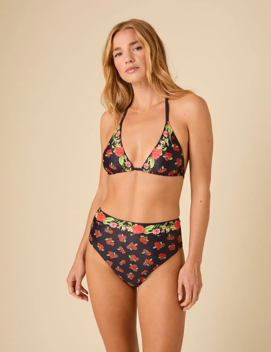 Black Floral Triangle Bikini Top sold by Nobody's Child product image thumbnail 2