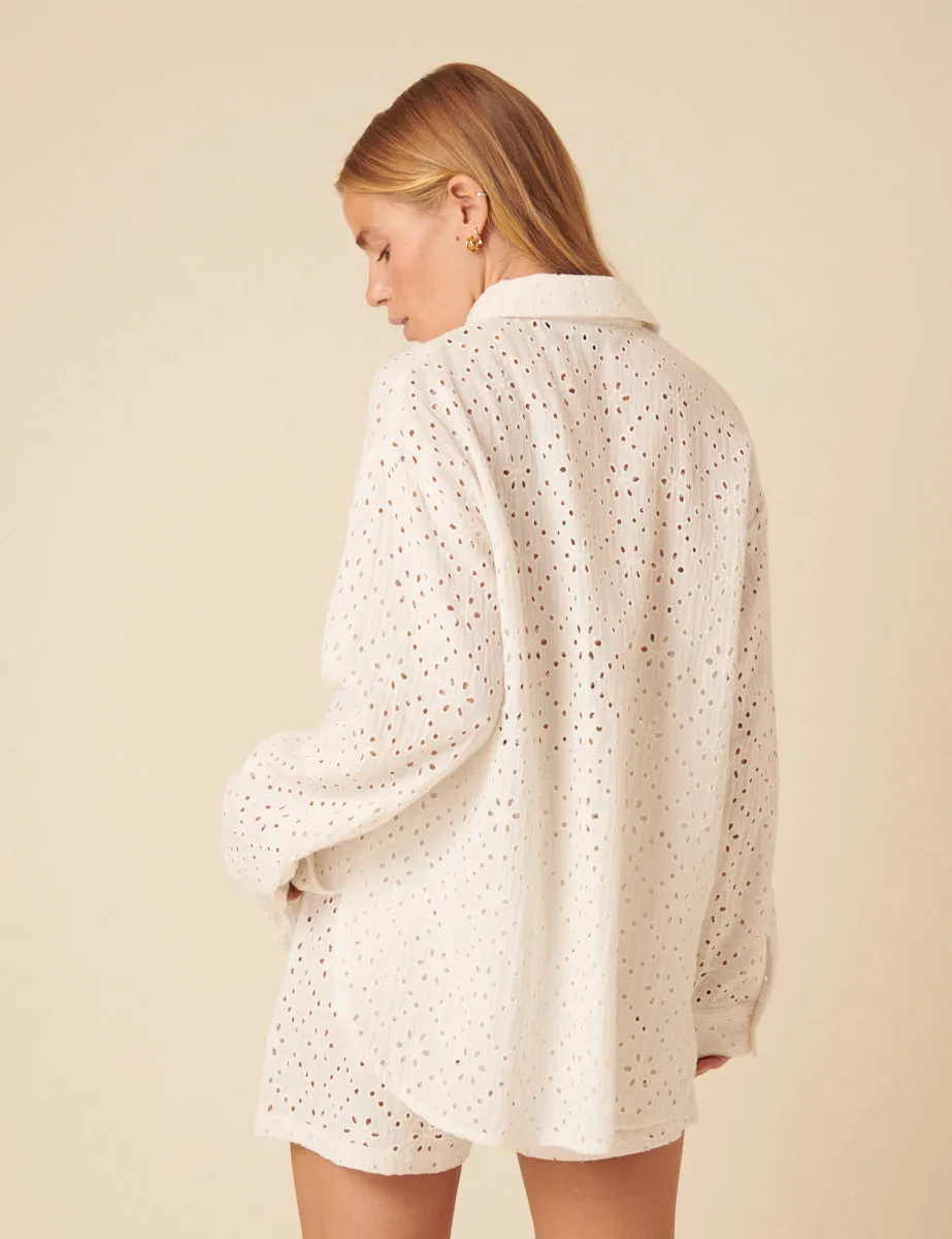 White Broderie Angalise Shirt sold by Nobody's Child product image thumbnail 5