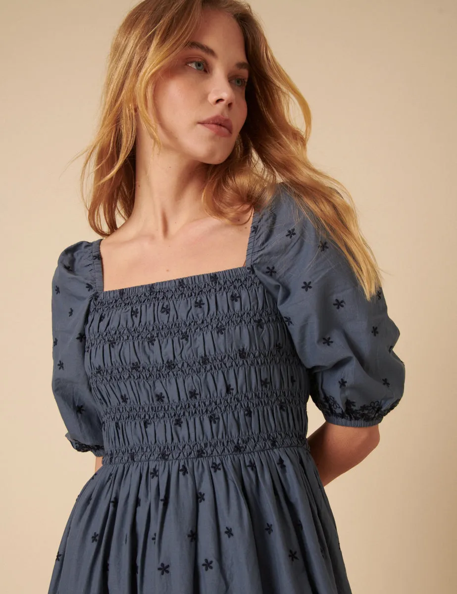 Blue Embroidered Tiered Milos Midi Dress sold by Nobody's Child product image thumbnail 2