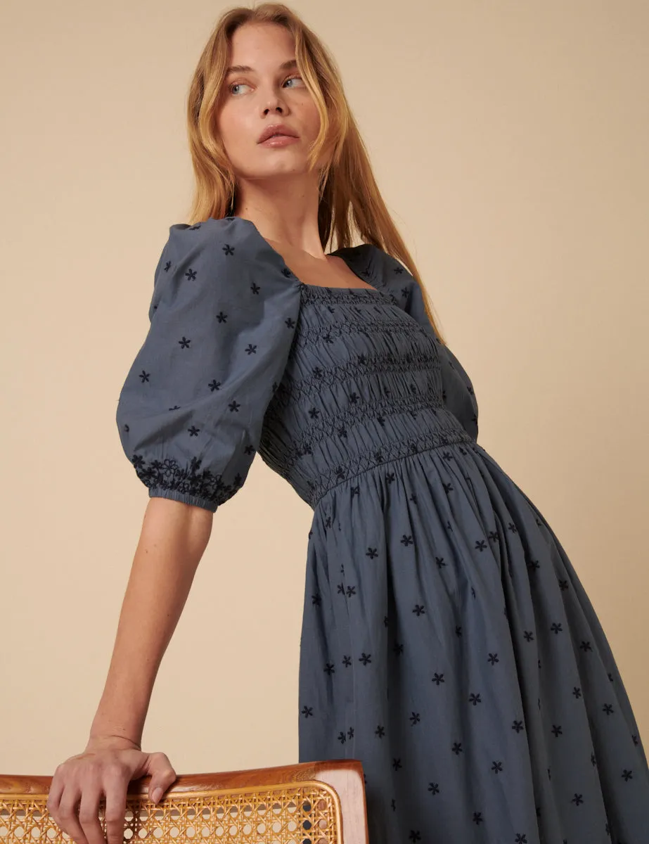 Blue Embroidered Tiered Milos Midi Dress sold by Nobody's Child product image thumbnail 4