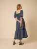 Blue Embroidered Tiered Milos Midi Dress sold by Nobody's Child