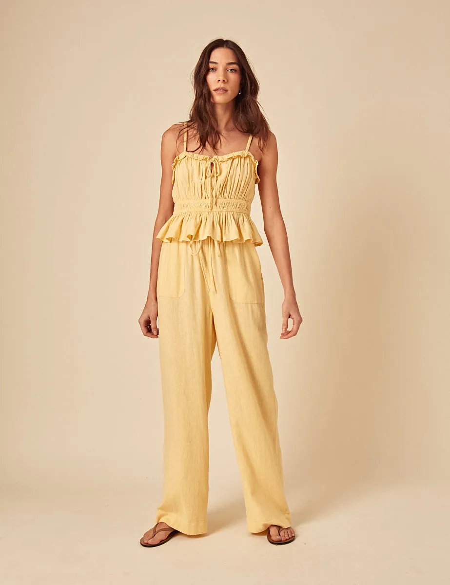 Butter Yellow Linen-blend Frill Cami Top sold by Nobody's Child product image thumbnail 4