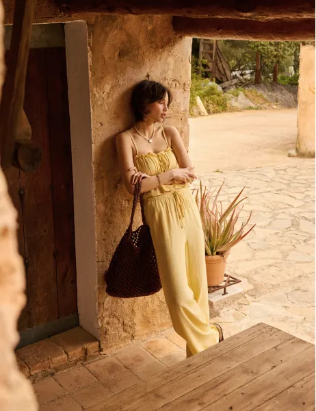 Butter Yellow Linen-blend Frill Cami Top sold by Nobody's Child product image thumbnail 3