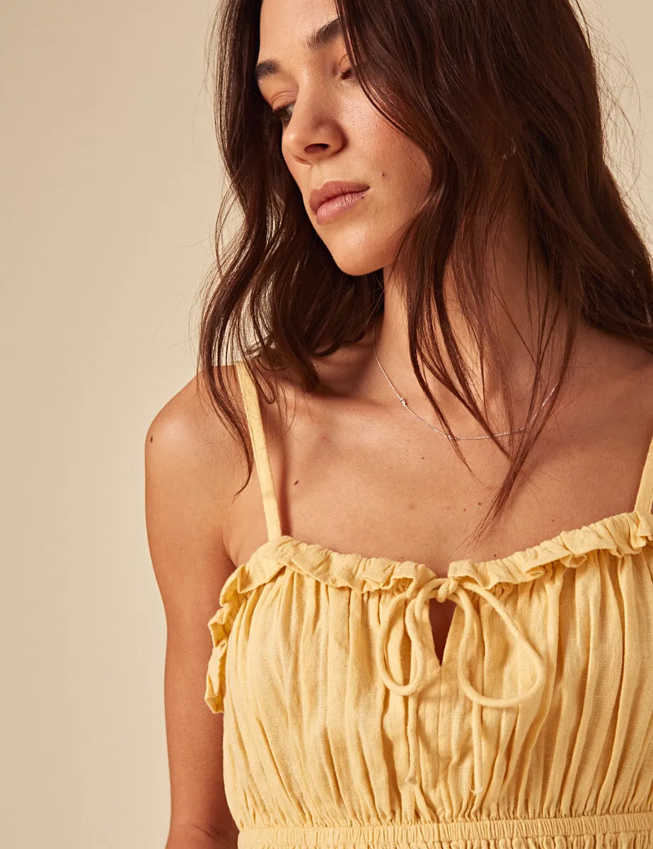 Butter Yellow Linen-blend Frill Cami Top sold by Nobody's Child product image thumbnail 2