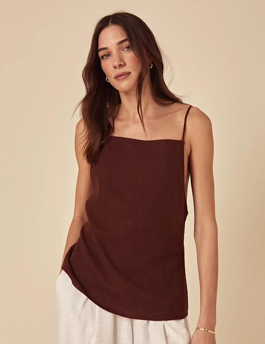 Brown Linen-blend Slip Top sold by Nobody's Child