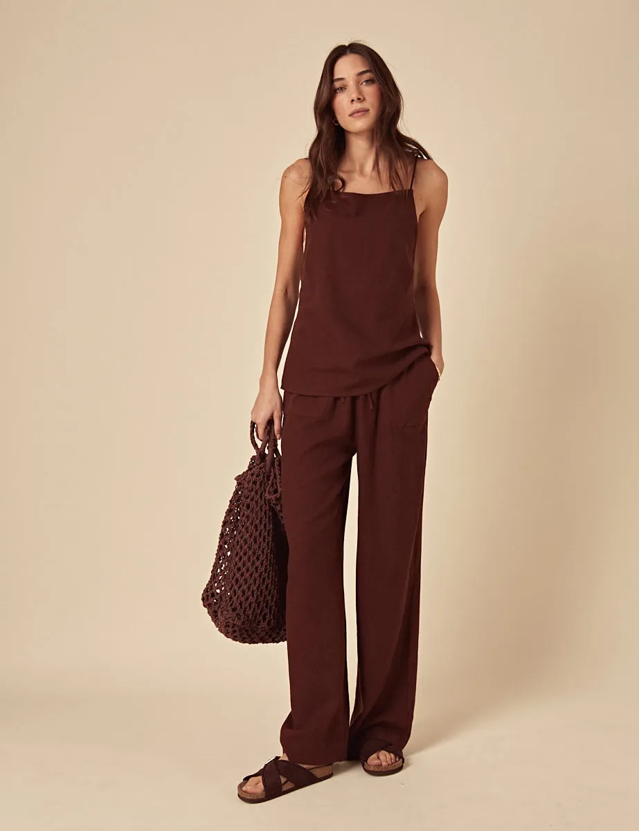 Brown Linen-blend Slip Top sold by Nobody's Child product image thumbnail 3