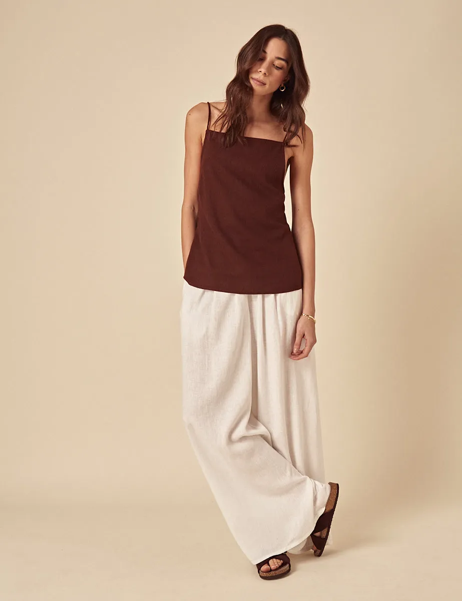 Brown Linen-blend Slip Top sold by Nobody's Child product image thumbnail 4
