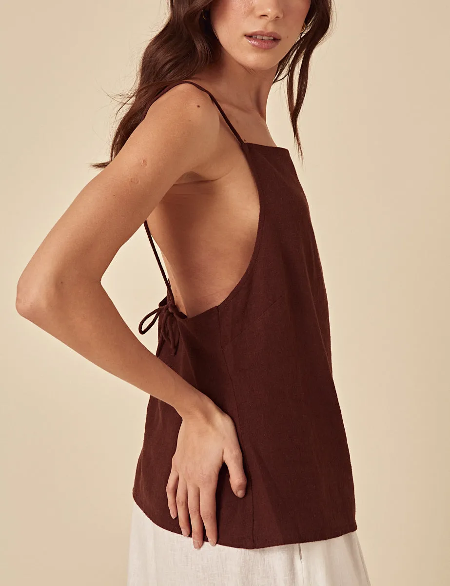 Brown Linen-blend Slip Top sold by Nobody's Child product image thumbnail 2