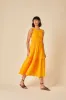 Yellow Ruched Tiered Blossom Midi Dress sold by Nobody's Child