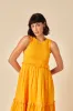 Yellow Ruched Tiered Blossom Midi Dress sold by Nobody's Child