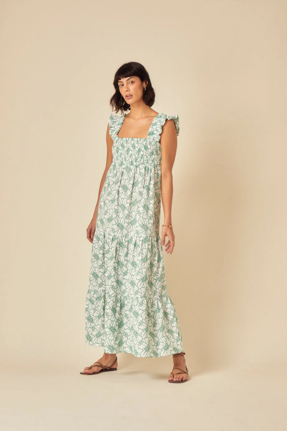 Green Floral Tiered Maya Midi Dress sold by Nobody's Child product image thumbnail 4