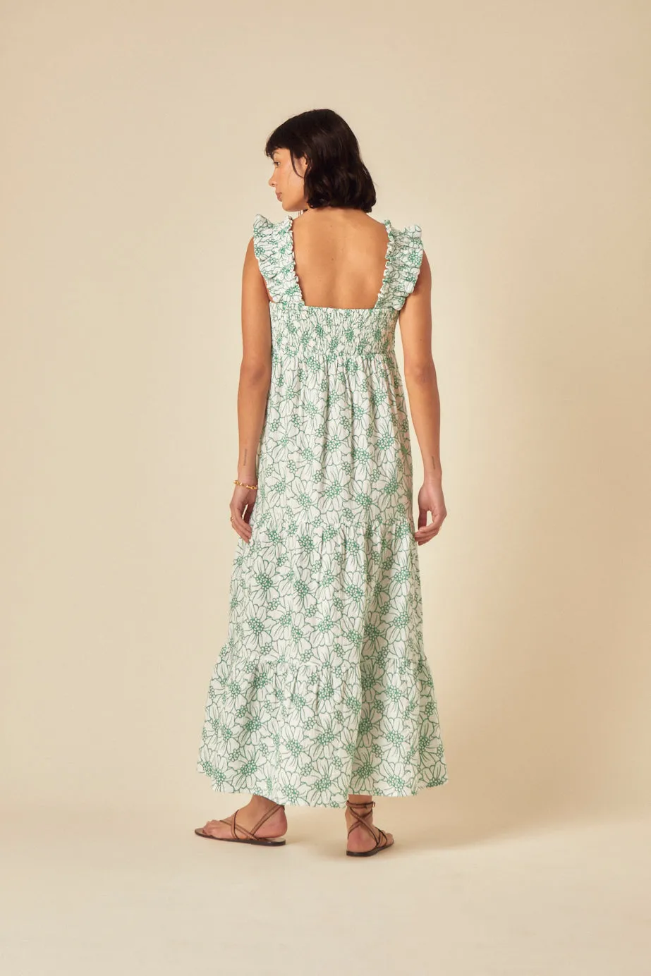 Green Floral Tiered Maya Midi Dress sold by Nobody's Child product image thumbnail 5