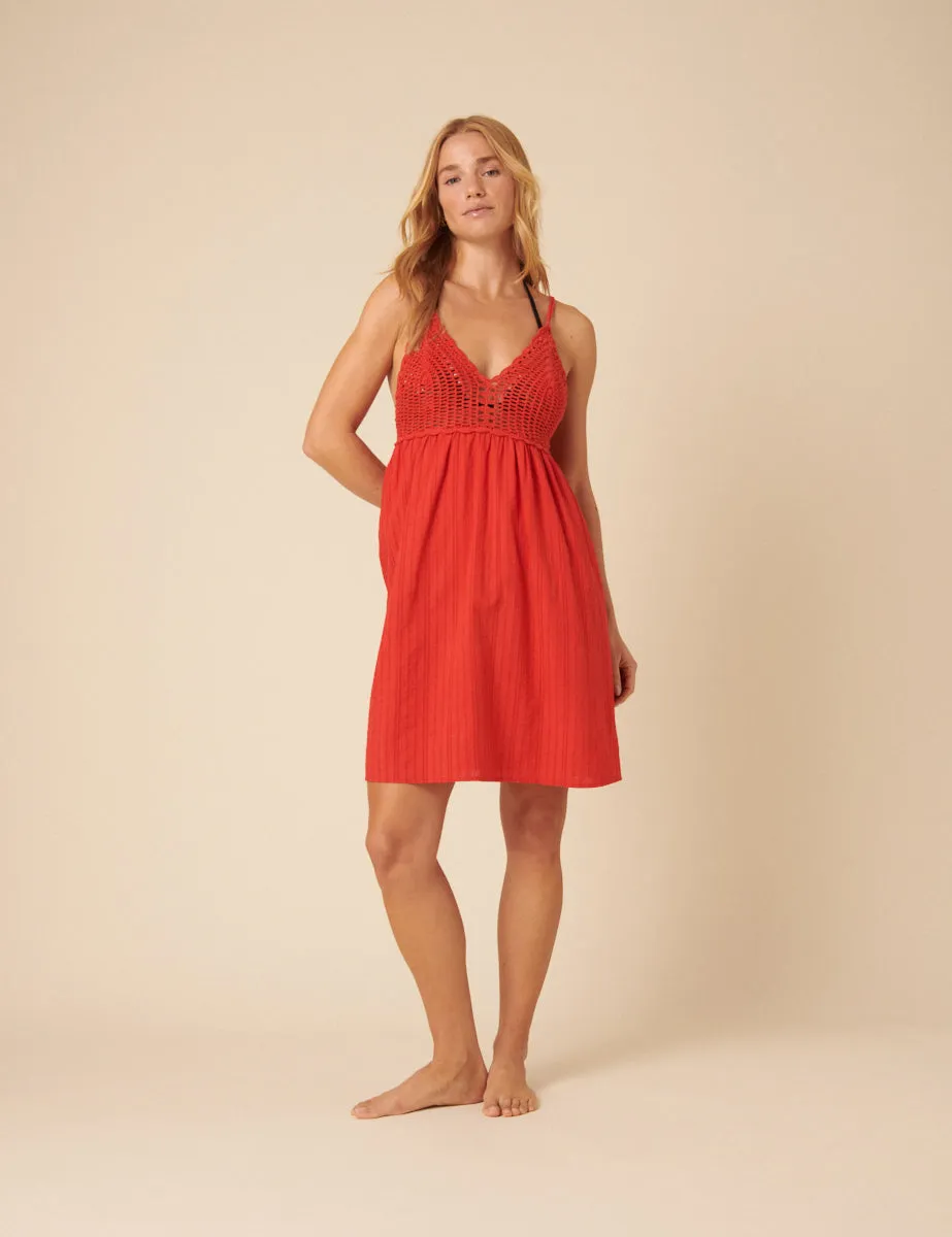 Red Mock Crochet Mini Dress sold by Nobody's Child product image thumbnail 5