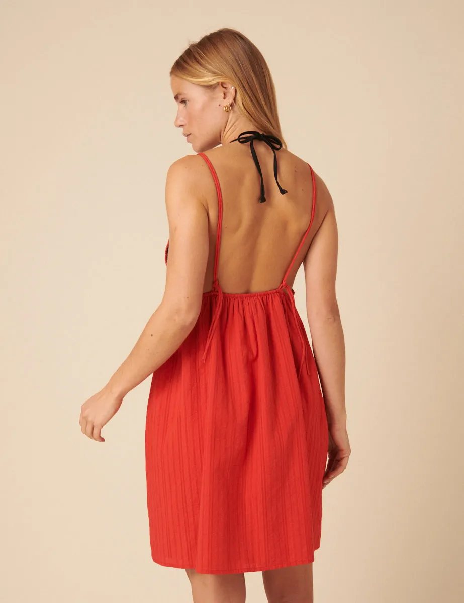 Red Mock Crochet Mini Dress sold by Nobody's Child product image thumbnail 3