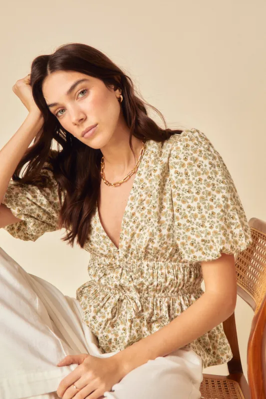 Yellow Ditsy Floral Top sold by Nobody's Child