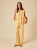 Butter Yellow Linen-blend Tie Front Top sold by Nobody's Child