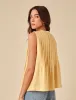 Butter Yellow Linen-blend Tie Front Top sold by Nobody's Child