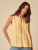 Butter Yellow Linen-blend Tie Front Top sold by Nobody's Child