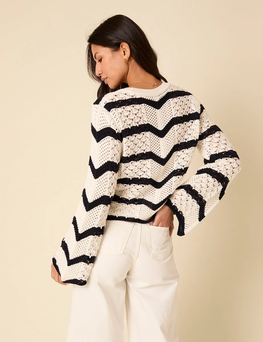 Black And White Striped Knitted Jumper sold by Nobody's Child product image thumbnail 5