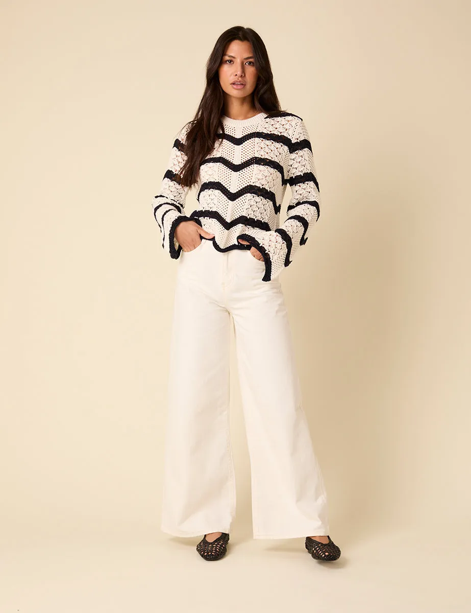 Black And White Striped Knitted Jumper sold by Nobody's Child product image thumbnail 4