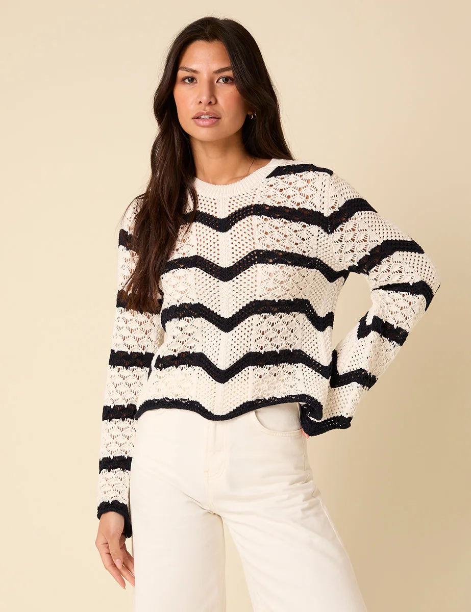 Black And White Striped Knitted Jumper sold by Nobody's Child