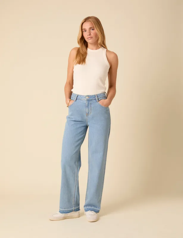 Blue High Rise Boyfriend Straight Leg Jeans sold by Nobody's Child