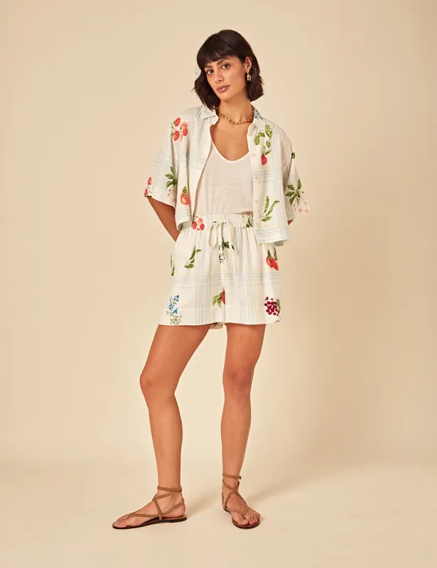 White Fruit Print Shorts sold by Nobody's Child