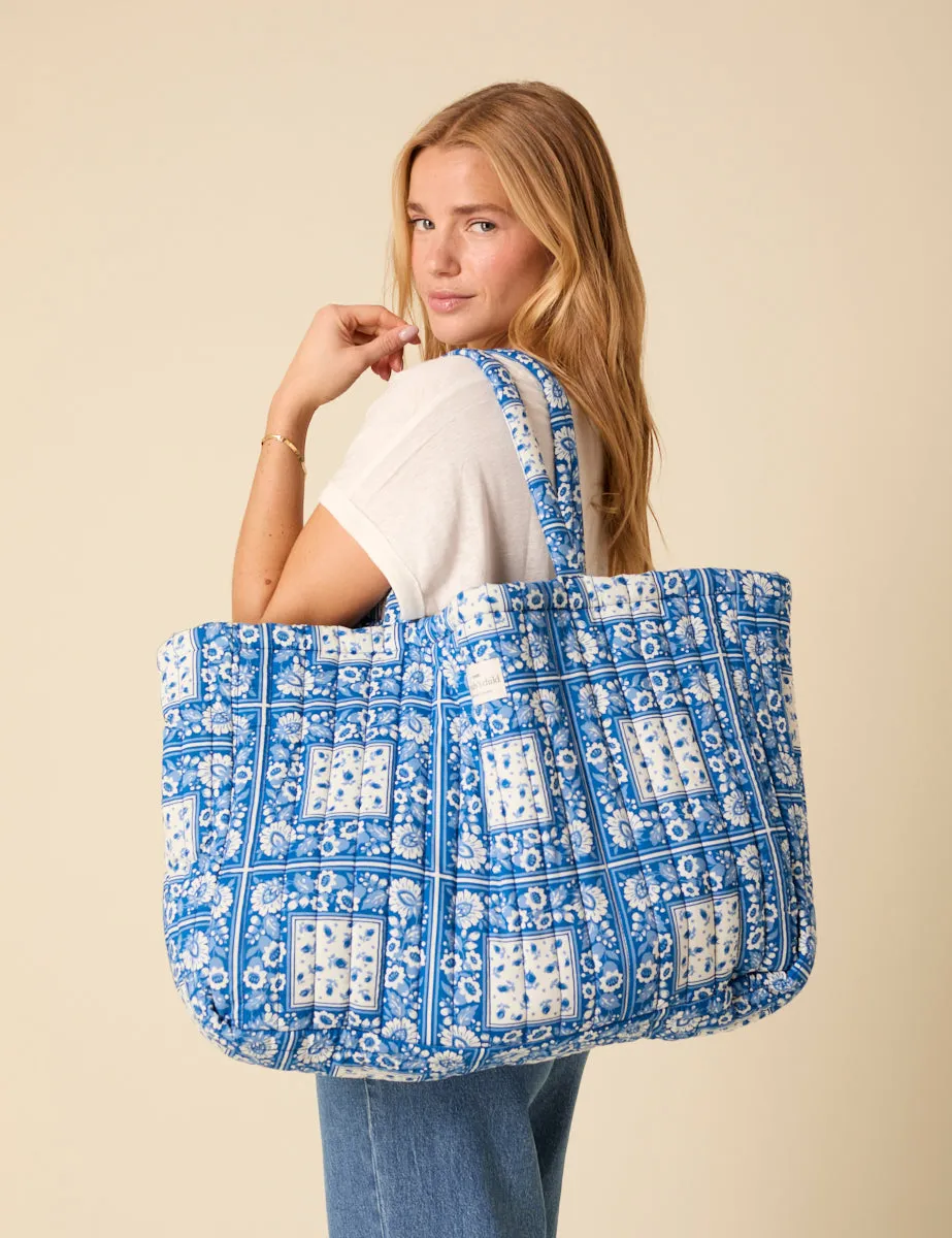 Blue Printed Quilted Tote Bag sold by Nobody's Child product image thumbnail 2