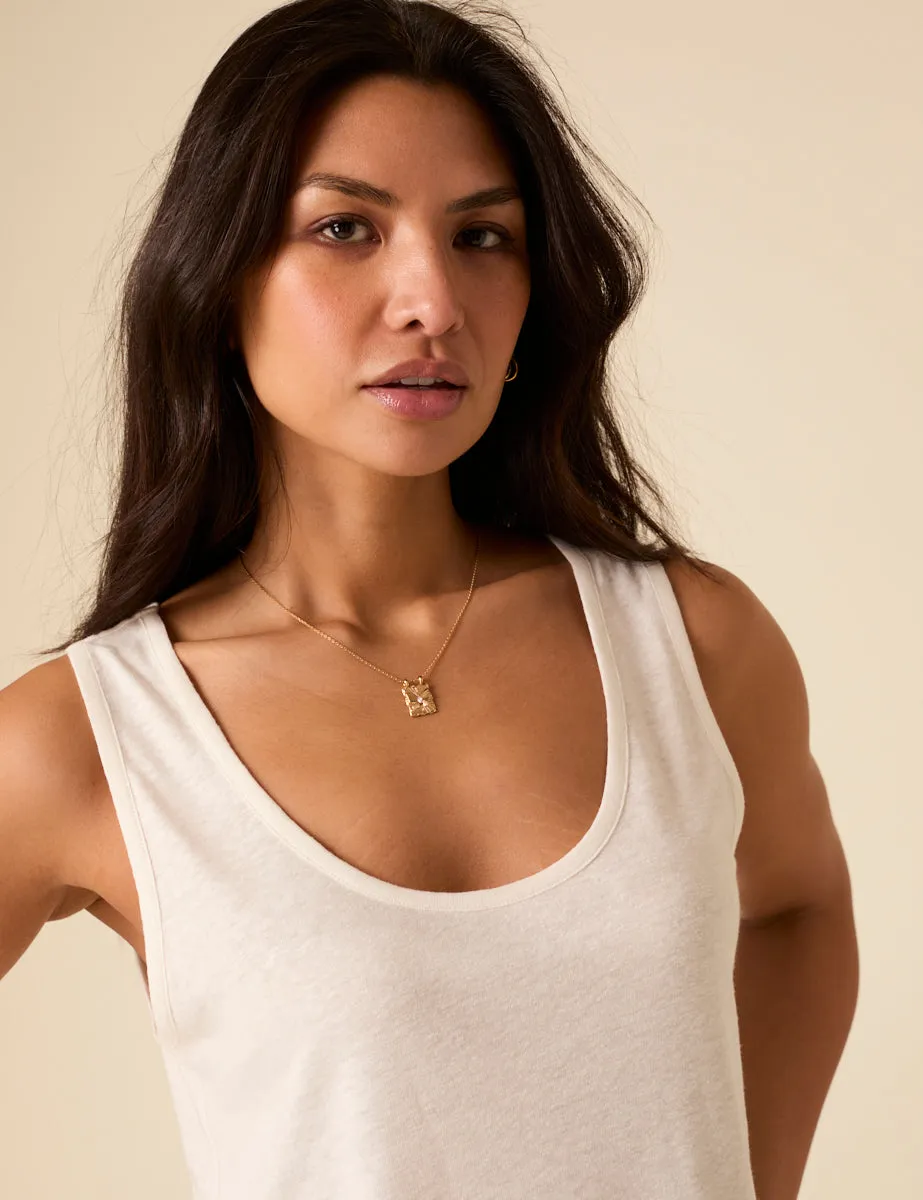 White Linen-blend Scoop Neck Vest Top sold by Nobody's Child product image thumbnail 2
