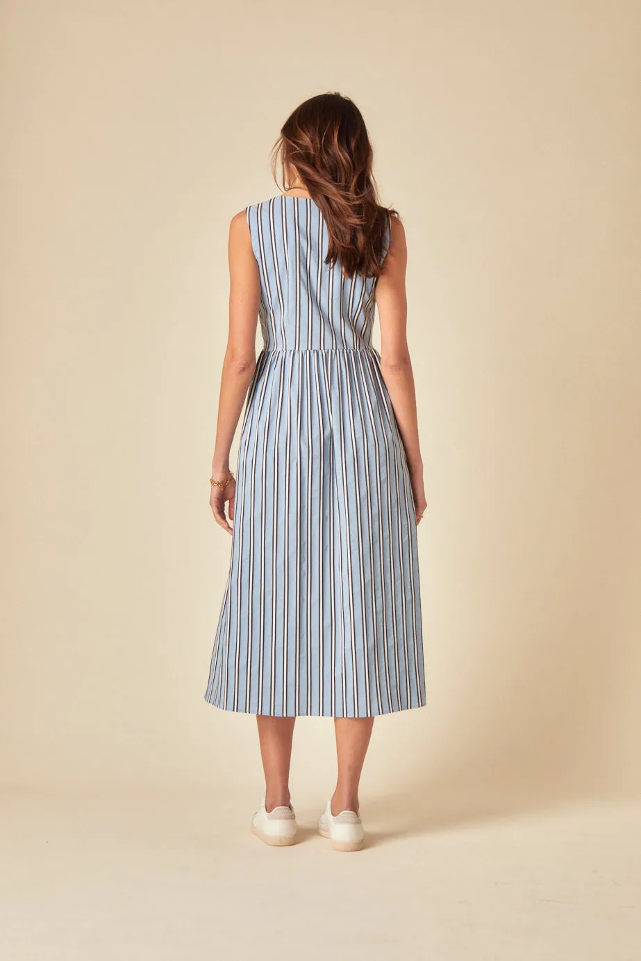 Blue Pinstripe Tie Front Posey Midi Dress sold by Nobody's Child product image thumbnail 5