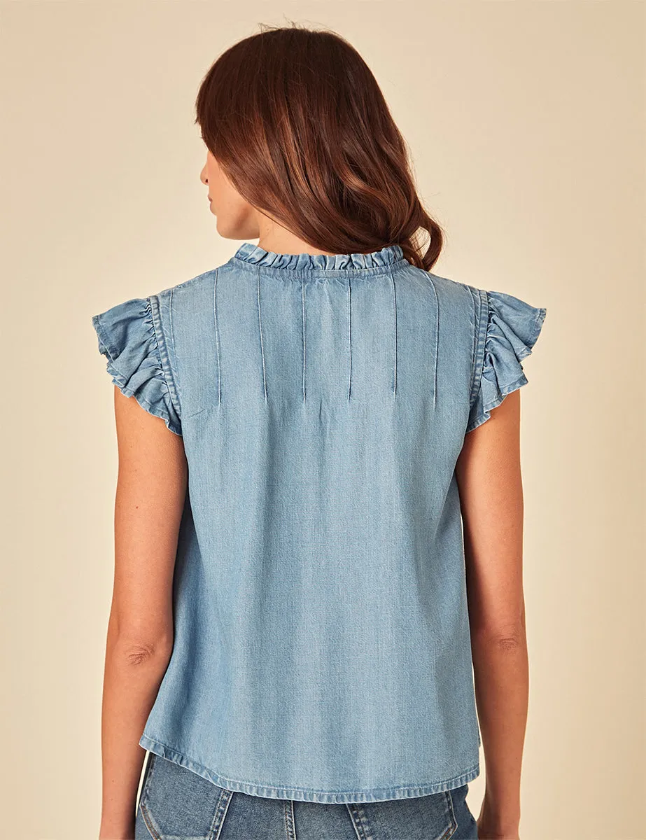 Denim Frill Sleeve Top sold by Nobody's Child product image thumbnail 4