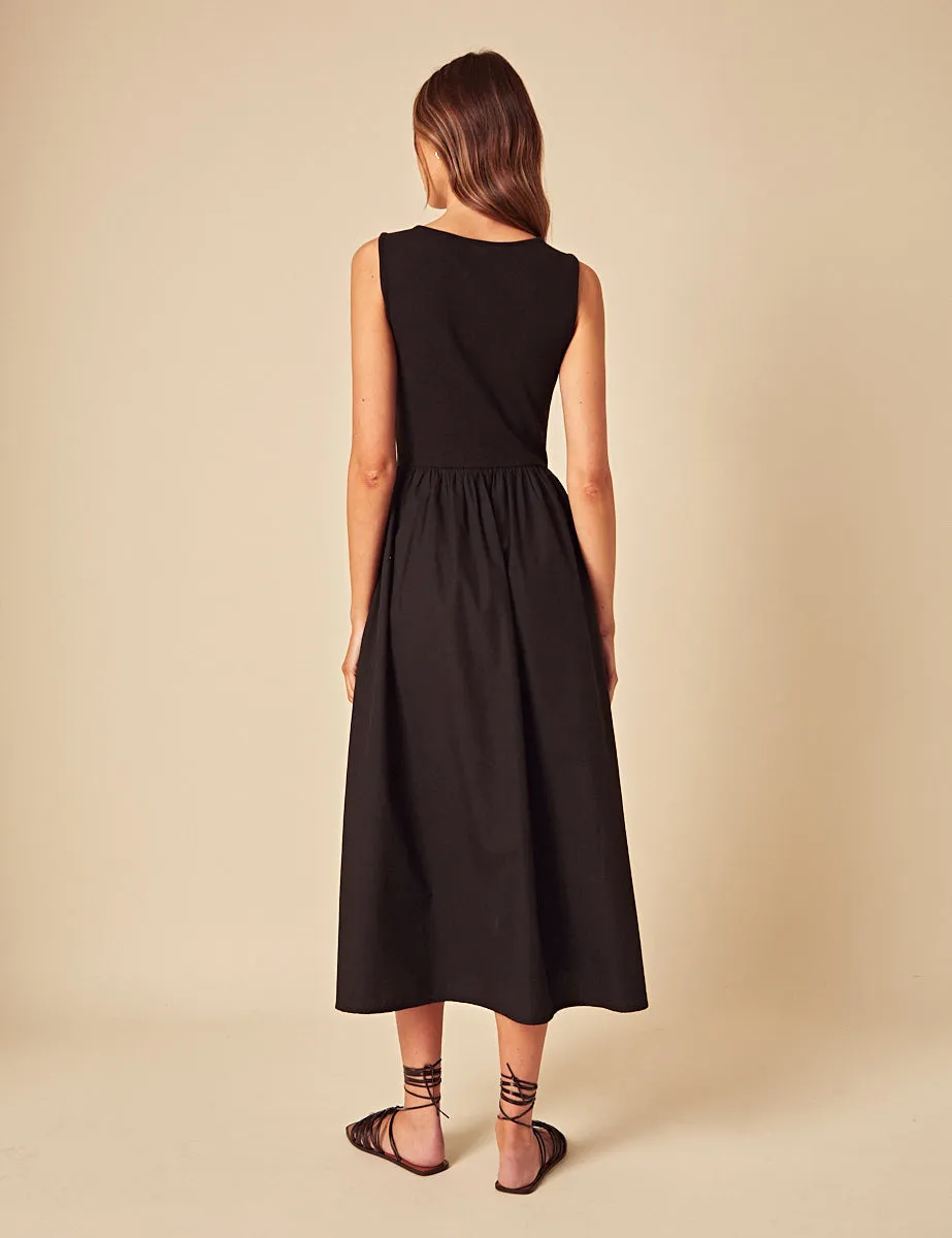 Black Floral Embroidered Hem Midi Dress sold by Nobody's Child product image thumbnail 4