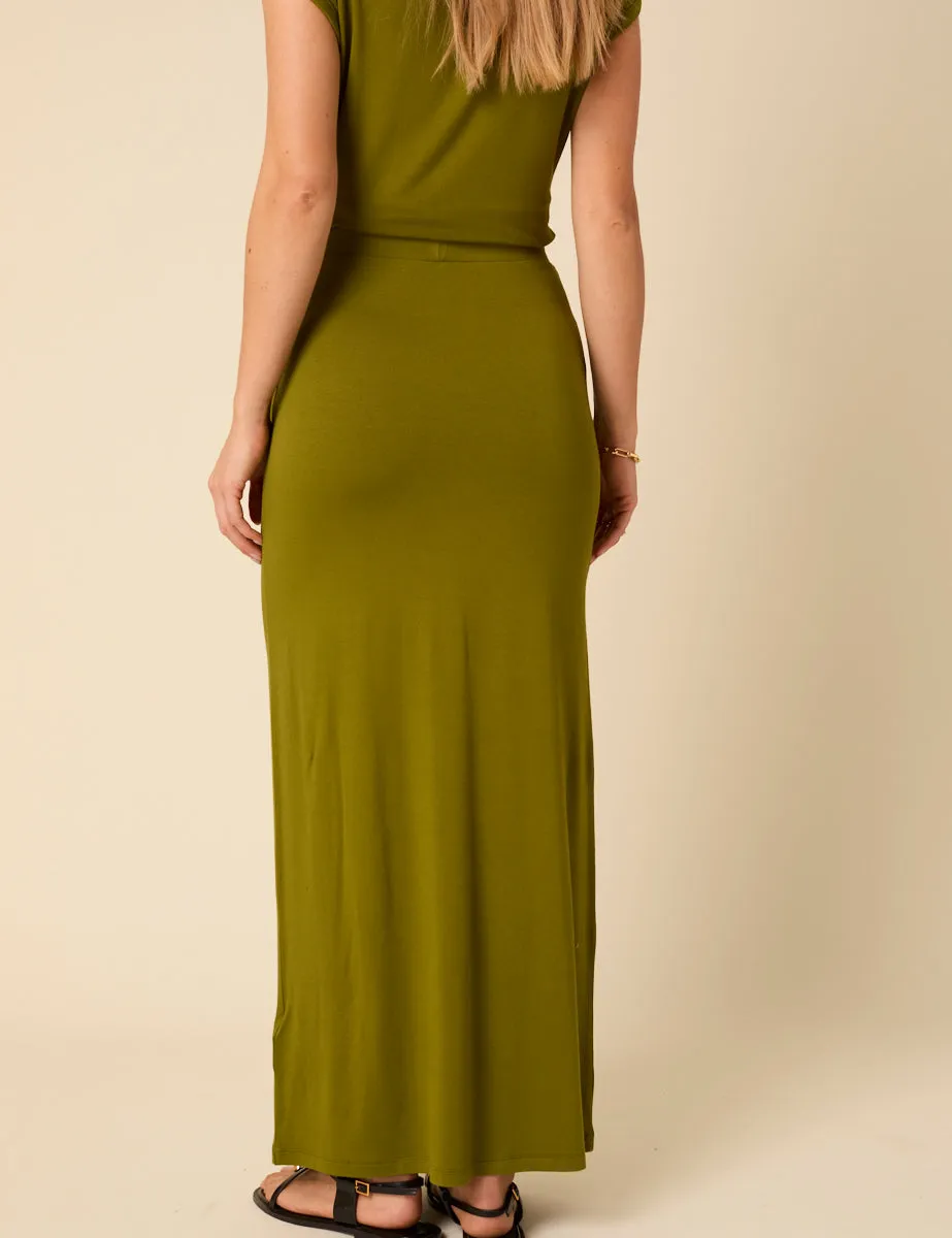 Green Jersey Maxi Skirt sold by Nobody's Child product image thumbnail 5